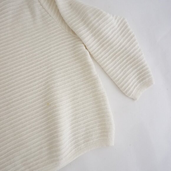 Vintage White Knit Ribbed 15% Angora Mockneck Sweater S Made in Italy - Picture 13 of 14